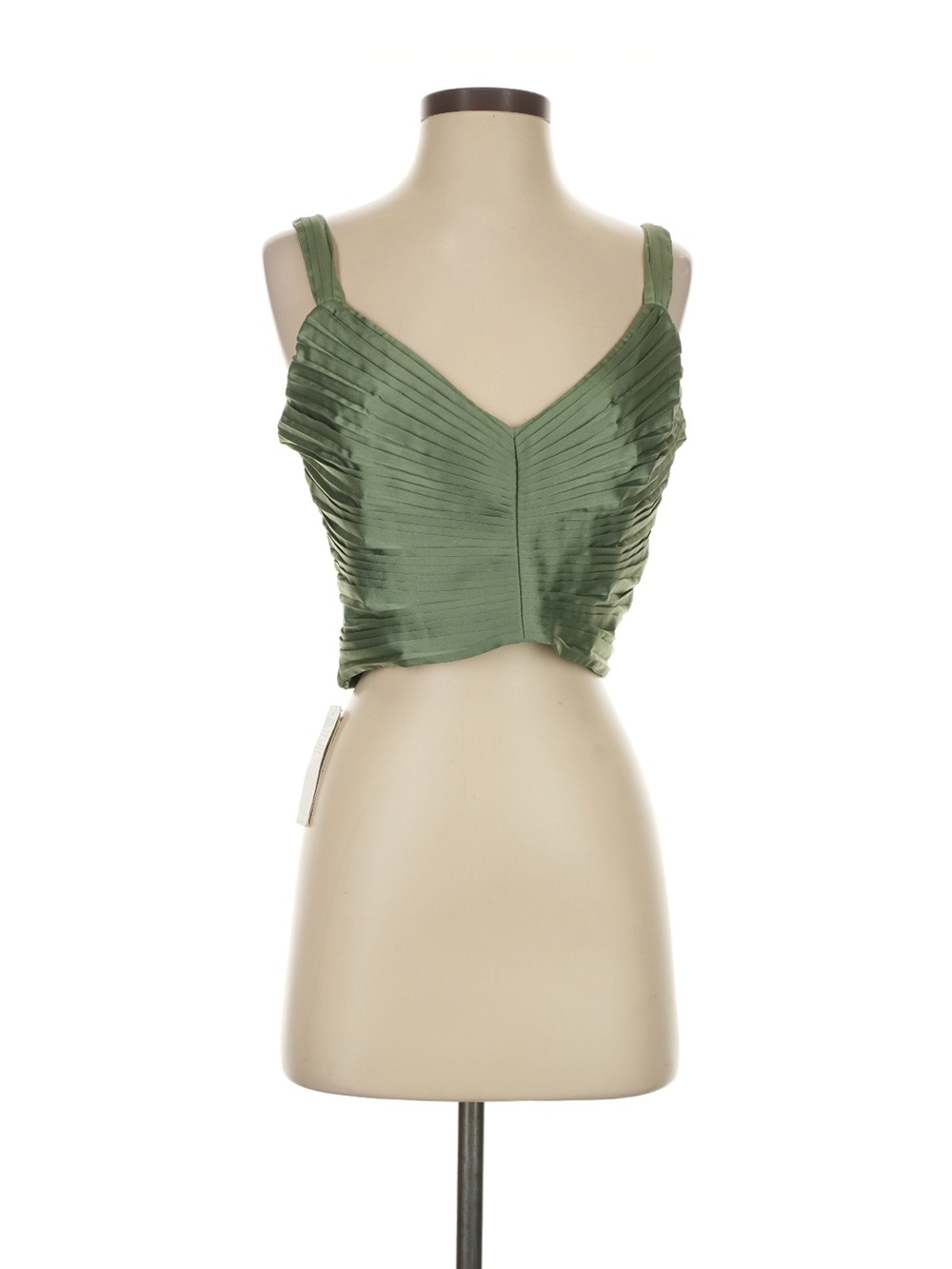 NWOT Abercrombie & Fitch Olive Green Pleated V-Neck Crop Top